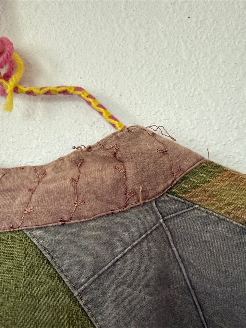 GUC - Sacred Threads Patchwork Button Cardigan - Olive, Mauve & Lavender (1-06) - Picture 3 of 5